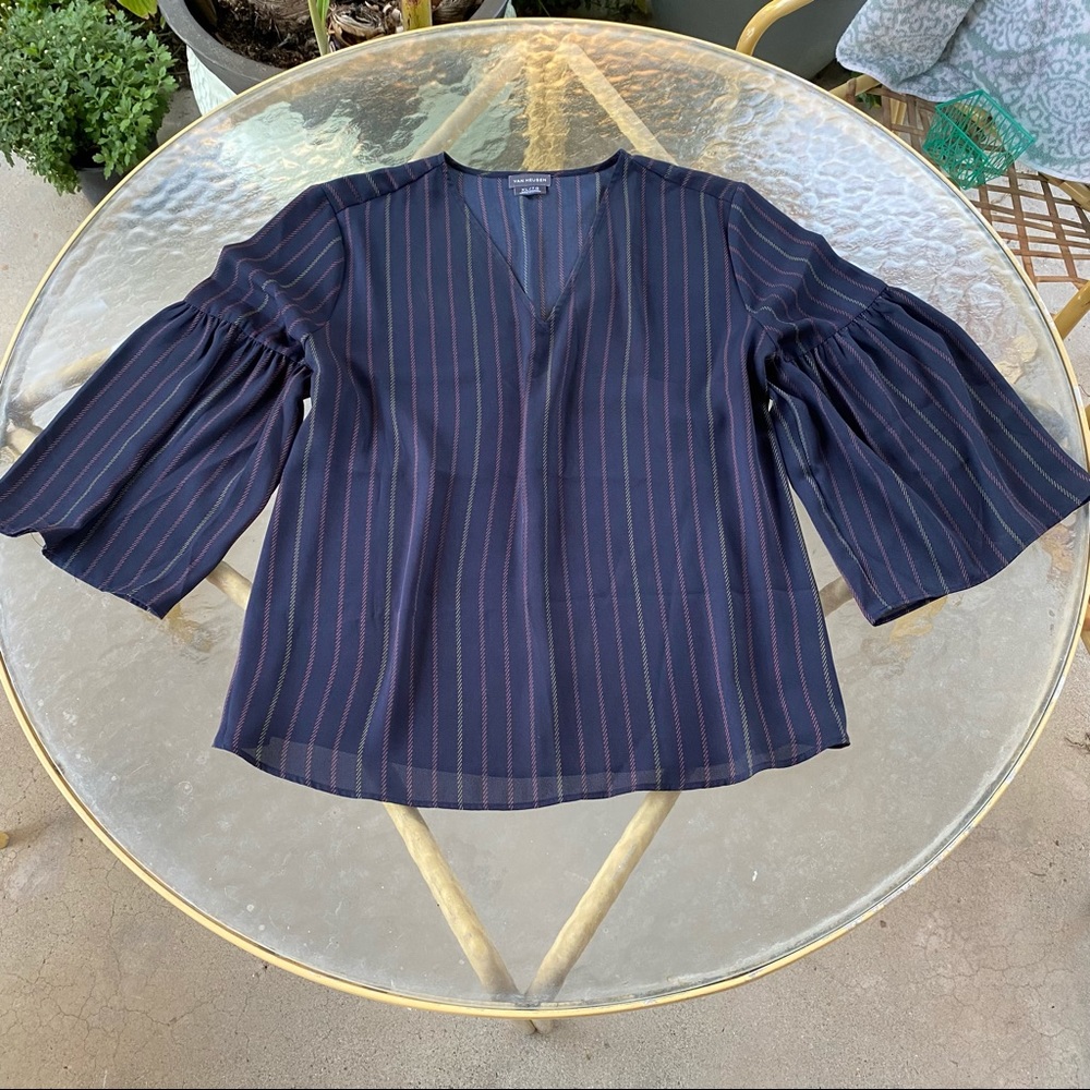 🆕 Van Heusen Striped Blouse w/Bell Sleeves